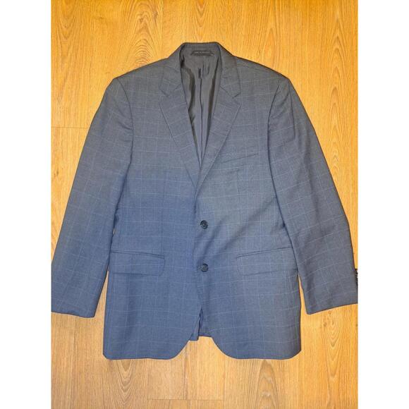 Hugo Boss Sport Coat 40R Brown Gray Windowpane Virgin Wool
